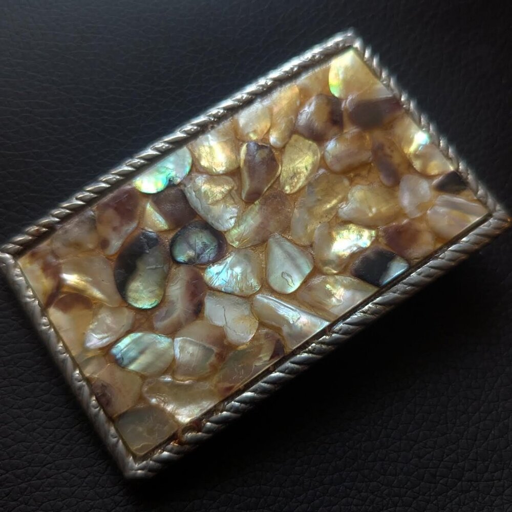 Vintage Abalone Shell Belt Buckle